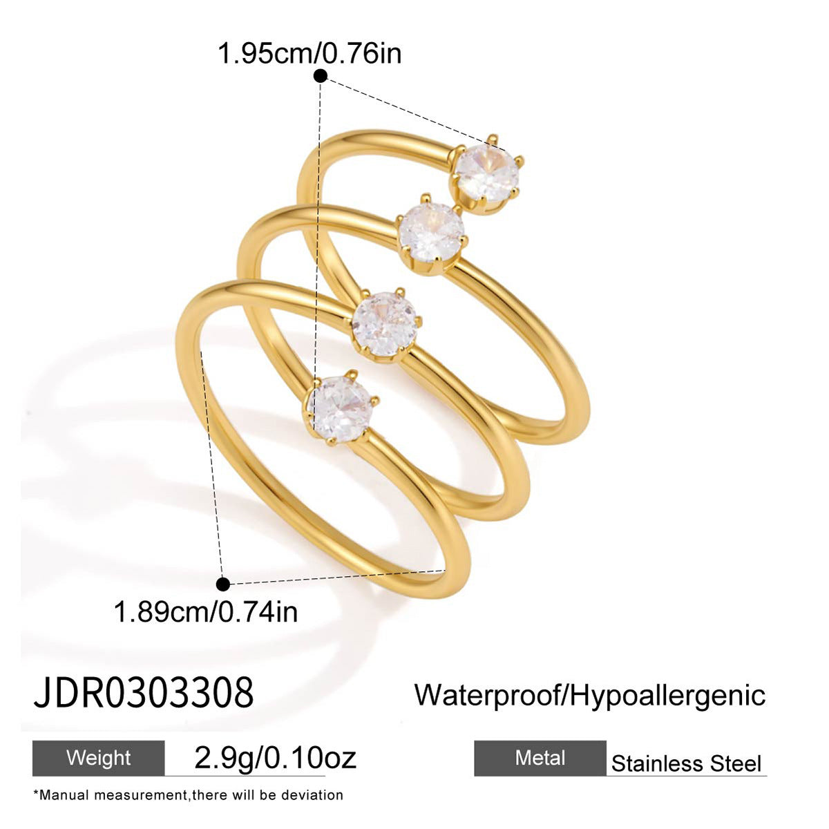 Open Rhinestone Wrap Ring - DippedShop Wholesale - #4803