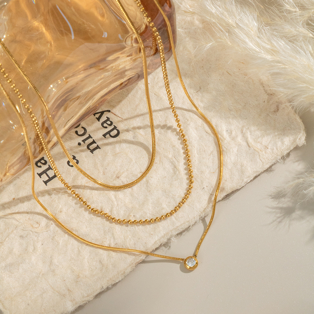 Zircon Snake Chain Necklace - DippedShop Wholesale - #9091