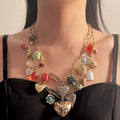 Stylish Double Layer Heart Pendant Chain Necklace 6W6JNC620