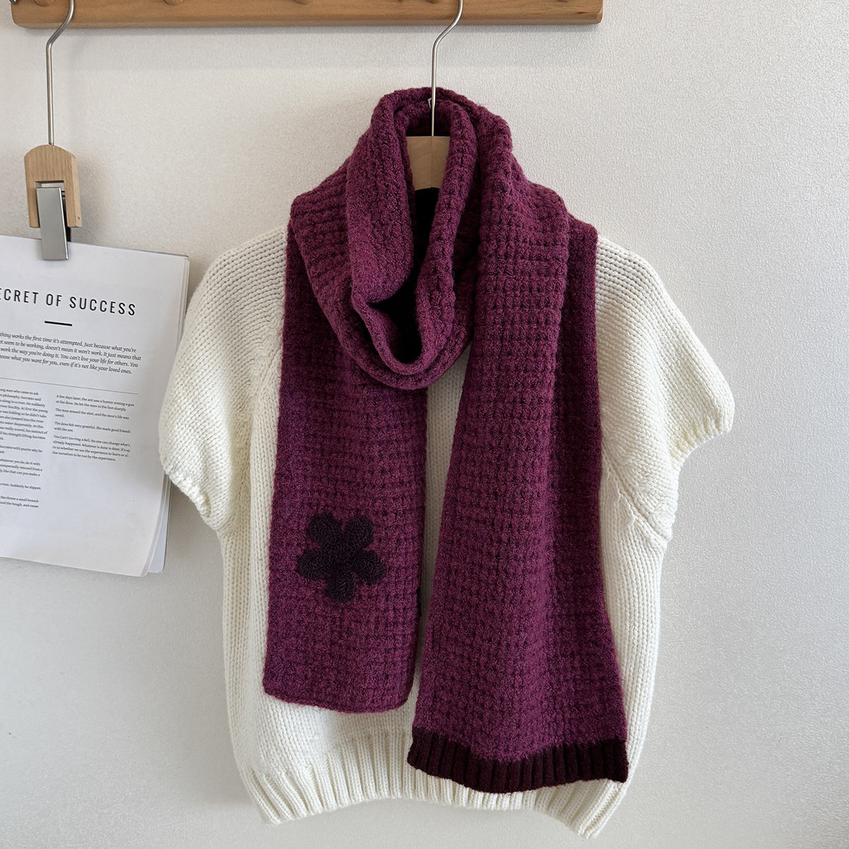 Floral Jacquard Knit Scarf - DippedShop Wholesale - #0035
