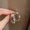 Trendy Sparkly Rhinestone C-Shaped Hoop Earrings 6W6JER726