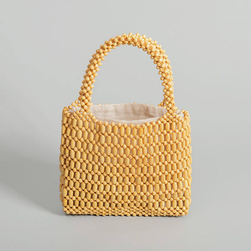 Handmade Wooden Bead Woven Handbags DPFB0714