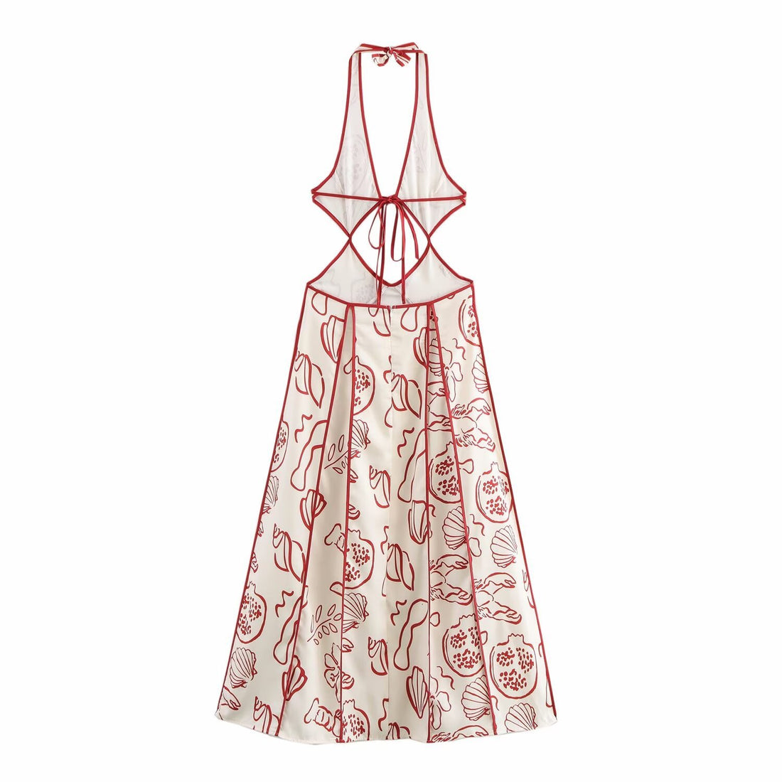 Sexy Halter Floral Cutout Sleeveless Maxi Dress DP25D976