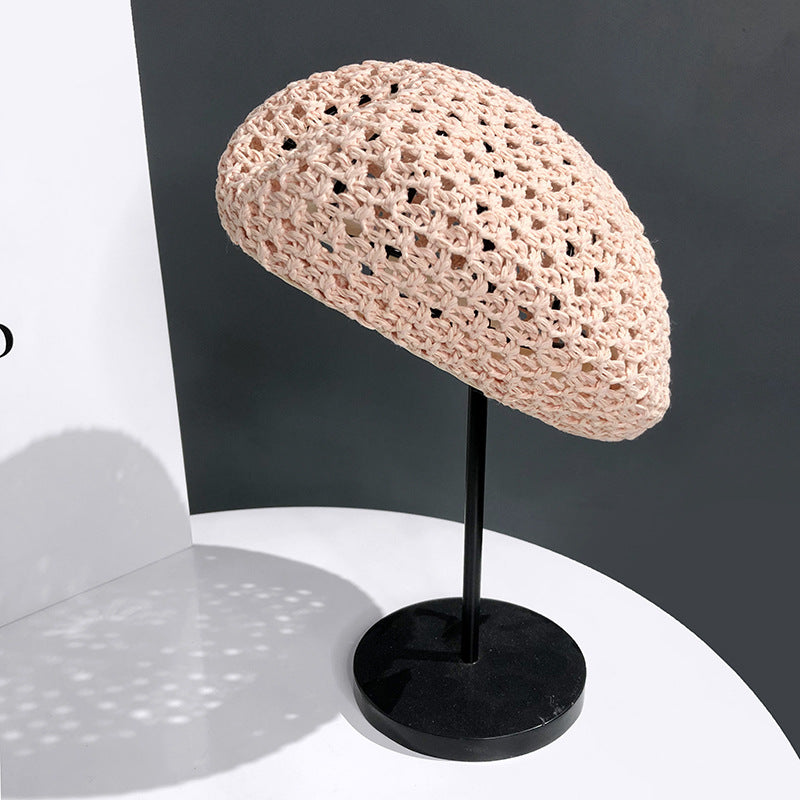 Simple Hollow Out Crochet Thin Beret Hat MK2CK6W6HAT65