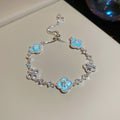 Elegant Gold Plated Enamel Floral Open Bracelet 6W6JBR726