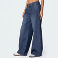 Color Block Striped Wide Leg Jeans - DippedShop Wholesale - #3027