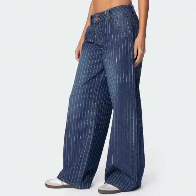 Color Block Striped Wide Leg Jeans - DippedShop Wholesale - #3027