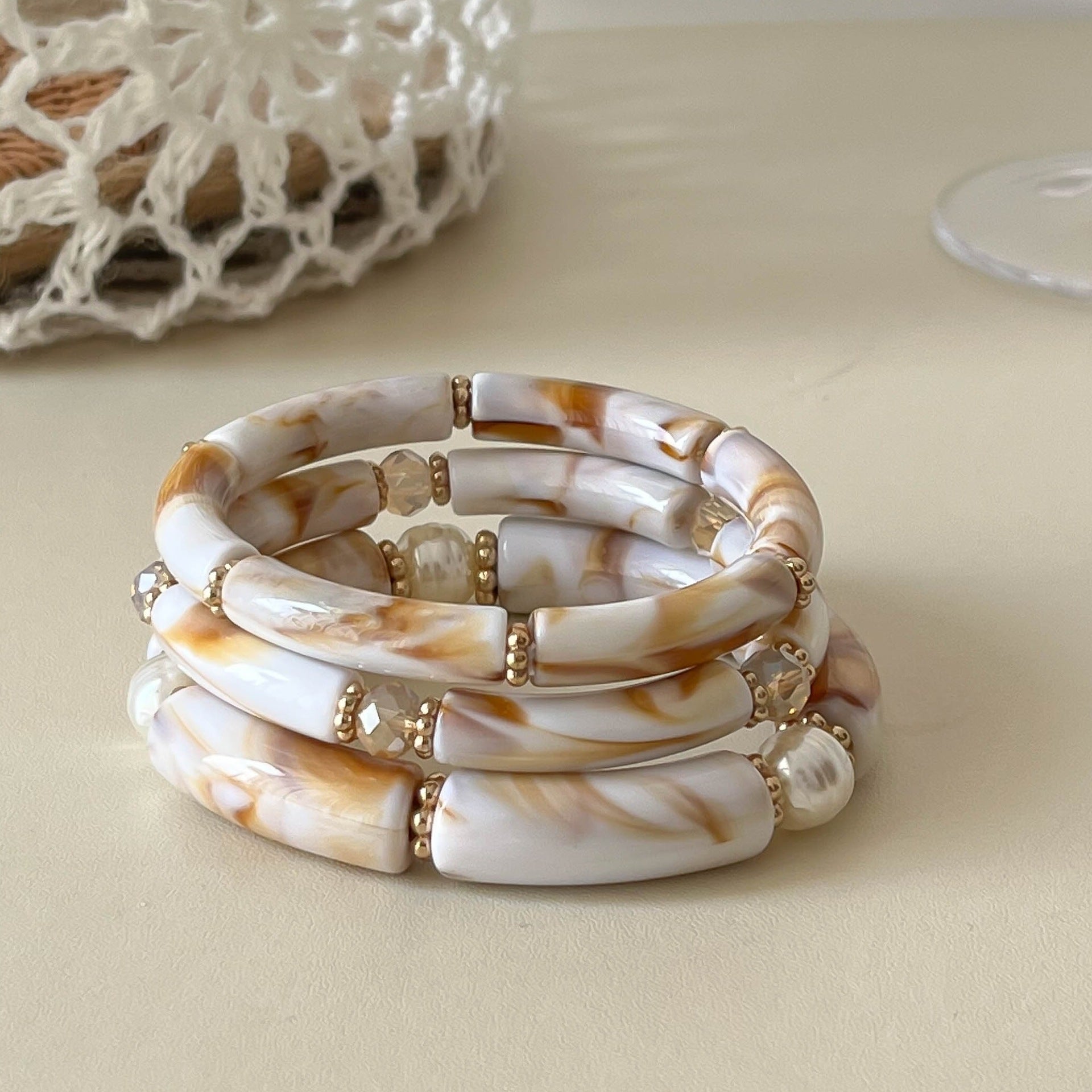 Vintage Bead Bamboo Tube Elast - DippedShop Wholesale - #9955