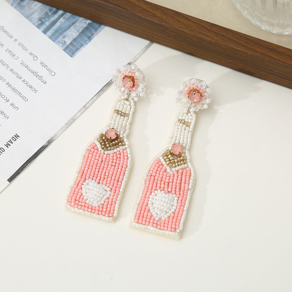 Beaded Floral Pendant Earrings - DippedShop Wholesale - #3315