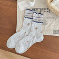 Ruffle Floral Mid Calf Socks - DippedShop Wholesale - #7267