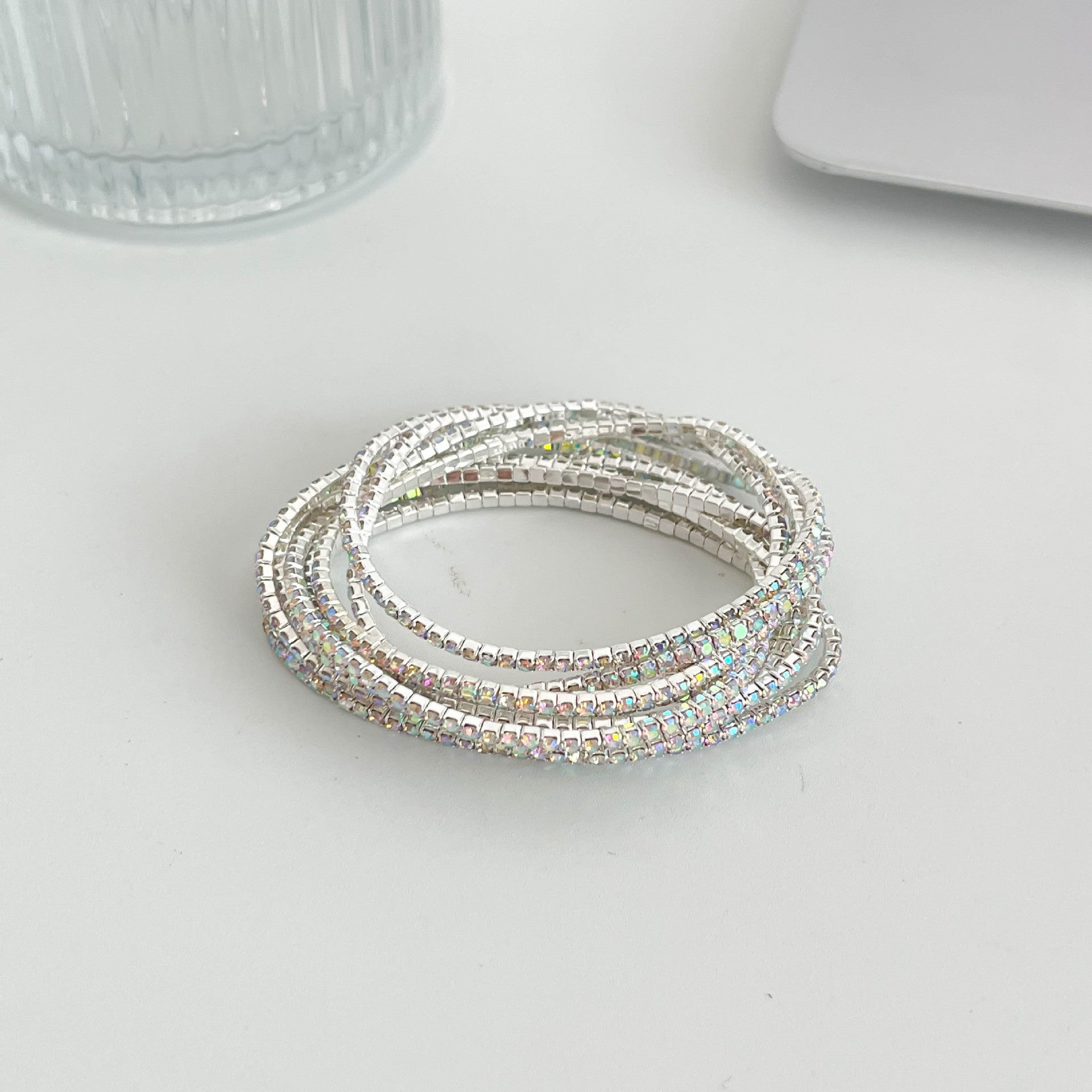 Stylish Cubic Zironia Multi-Layered Chain Bracelet 6W6JBR372