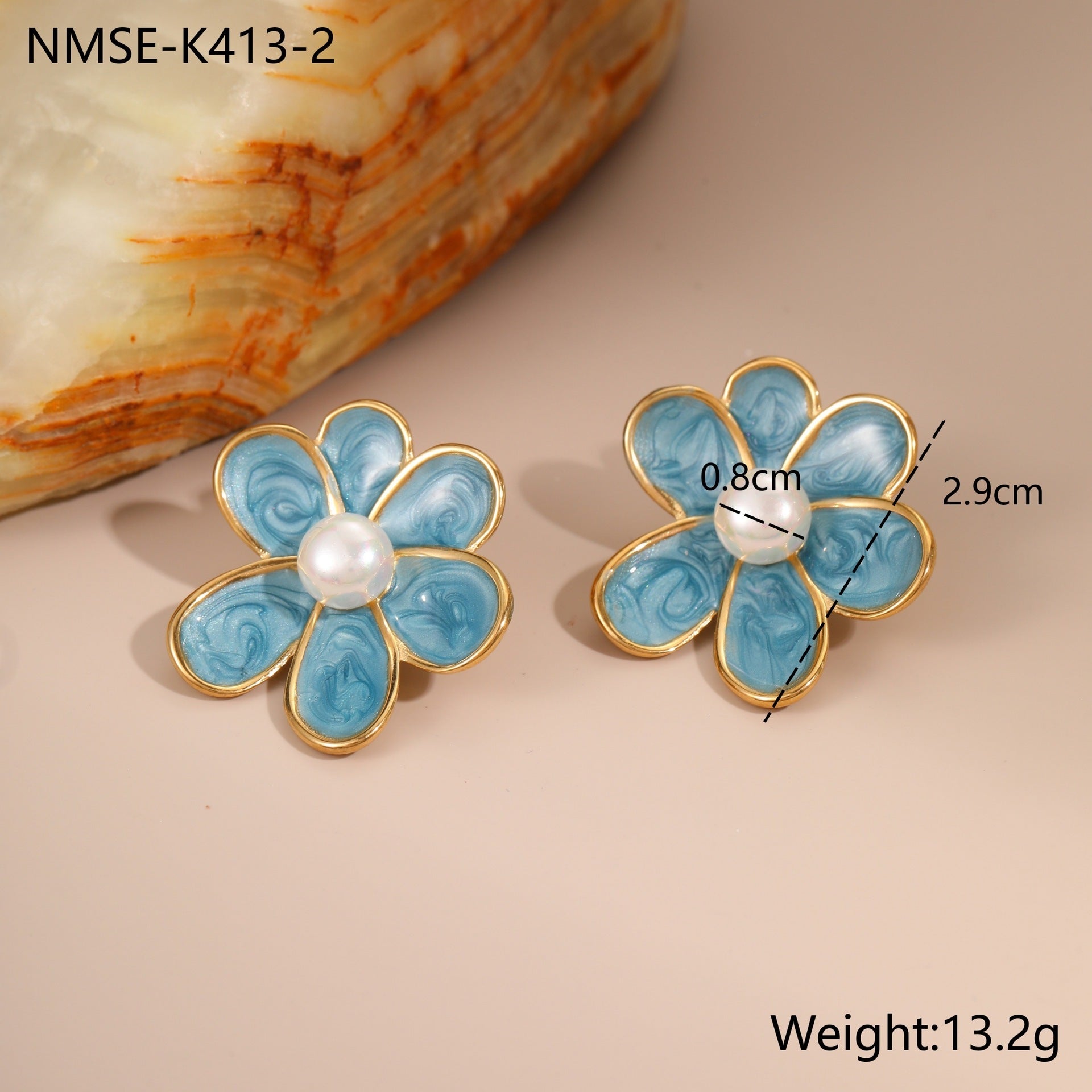 Vintage Enamel Flower Earrings - DippedShop Wholesale - #6963