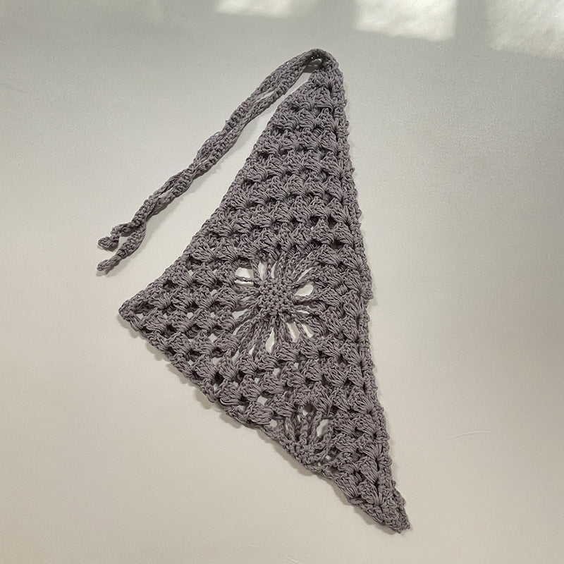 Minimalist Solid Color Crochet Bandana Headscarf MK2BK6W6HHS09