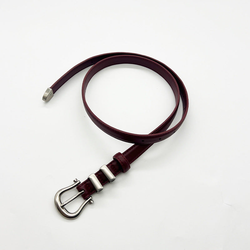 Retro Solid Color Jeans Belt Versatile Leather Belt 6W6JBT163