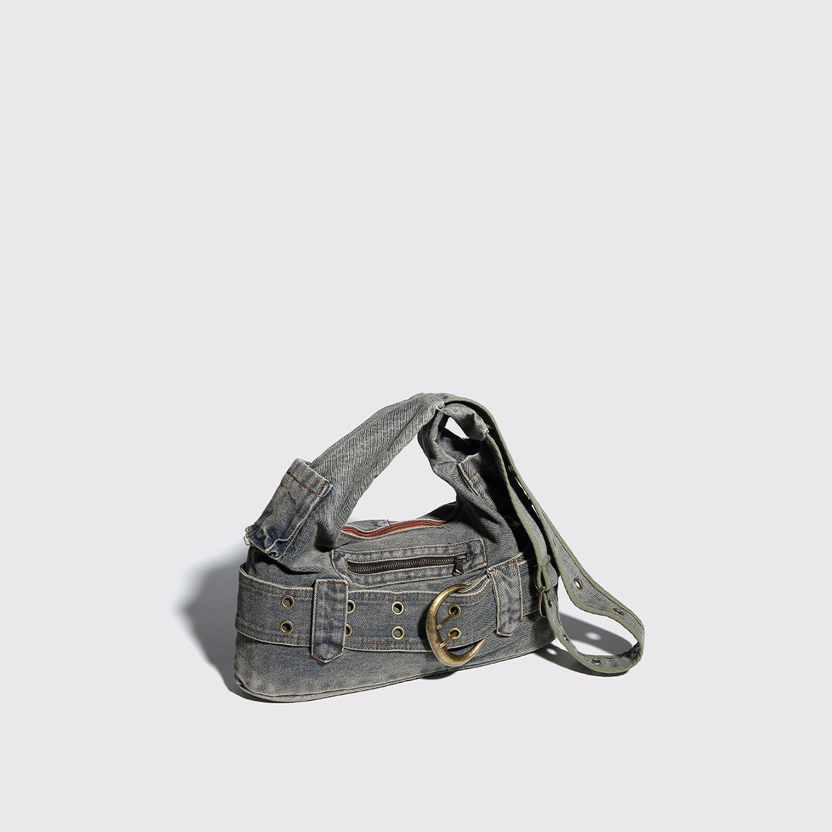 Punk Belt Buckle Washed Distressed Underarm Bag 6W10BBG1343