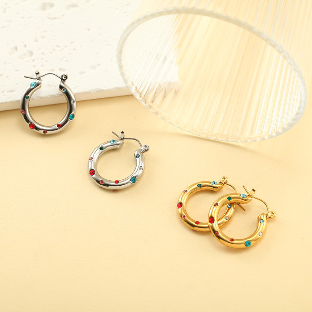 Rhinestone Pearl Hoop Earrings - DippedShop Wholesale - #1075