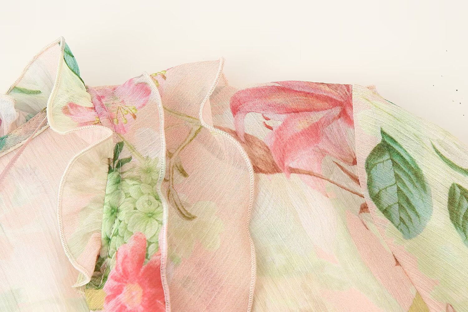 Floral Tiered Chiffon Blouse - DippedShop Wholesale - #6259