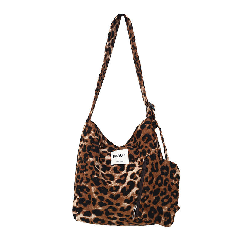 Fashion Striped Leoaprd Print Canvas Shoulder Bag 6W10BBG2485