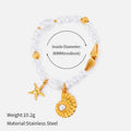 Elegant Pearl Shell Charm Beaded Chain Bracelet 6W6JBR523