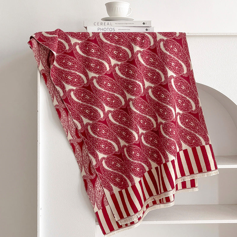 Thermal Paisley Tassel Scarf - DippedShop Wholesale - #6851