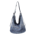 Vintage Snow Wash Denim Letter Hobo Bag 10BBG2374