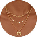 Fashion Bow Knot Gold Plated Chain Necklace 6W6JNC403L