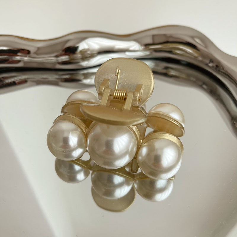 Elegant Gold Pearl Geometric Large Hair Claw MK2MBEP6W6HCP365