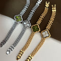 Trendy Lucky Clover Rhinestone Bracelet Quartz Watch MK2SSAS6W6JWA04