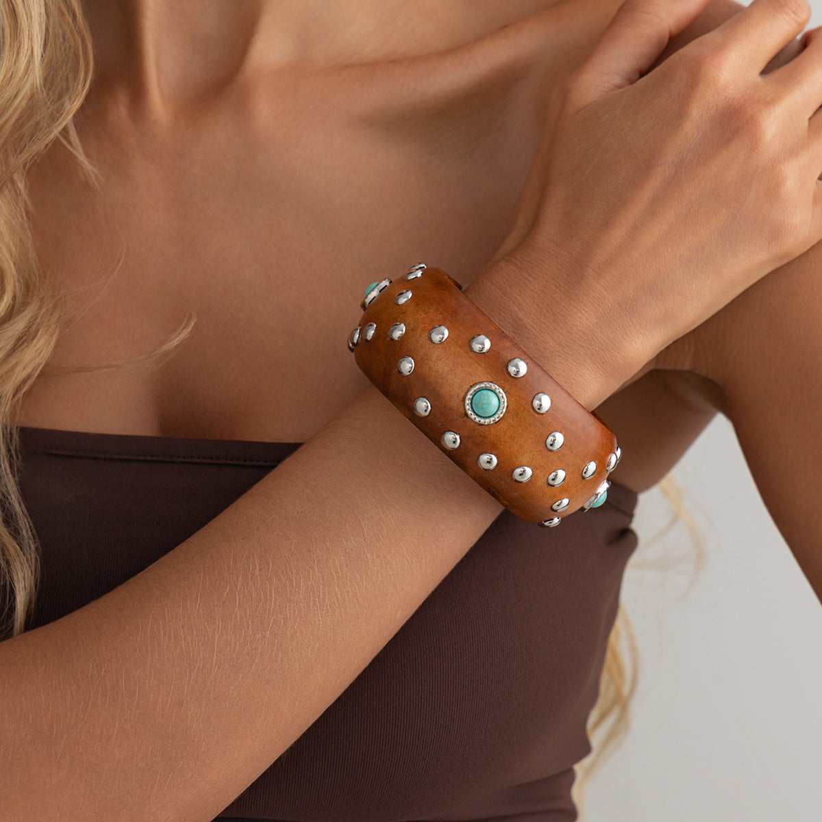 Punk Style Studded Wooden Wide - DippedShop Wholesale - #4579