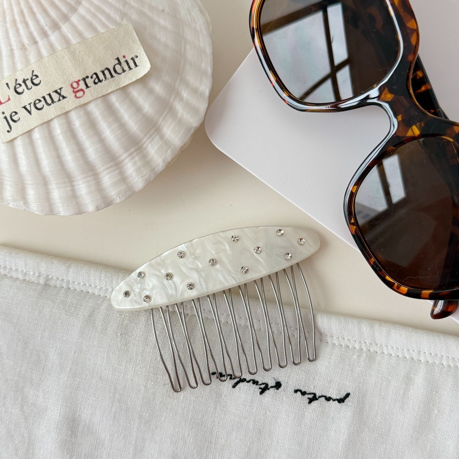 Rhinestone Acetate Oval Insert Comb Hair Clip MK2MBEP6W6HPN06