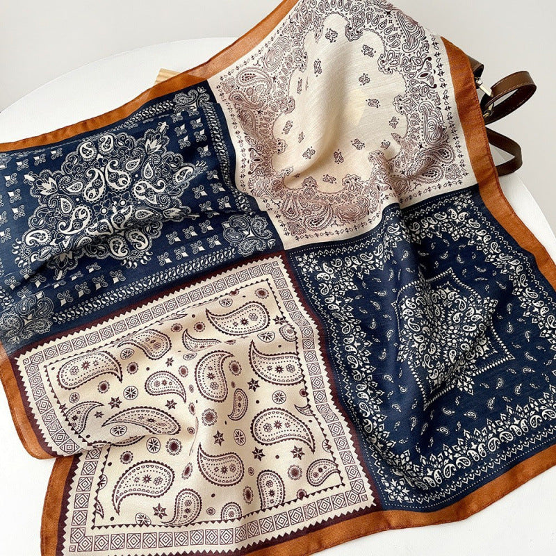 Vintage Cashew Print Square Stain Headscarf MK2BLW6W6NSI43