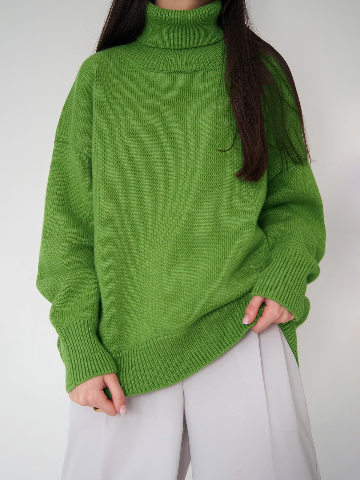 High Collar Loose Sweater - DippedShop Wholesale - #3603