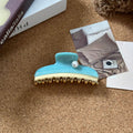 Elegant Pearl Color Block Acetate Hair Claw 8AS6HCP291L