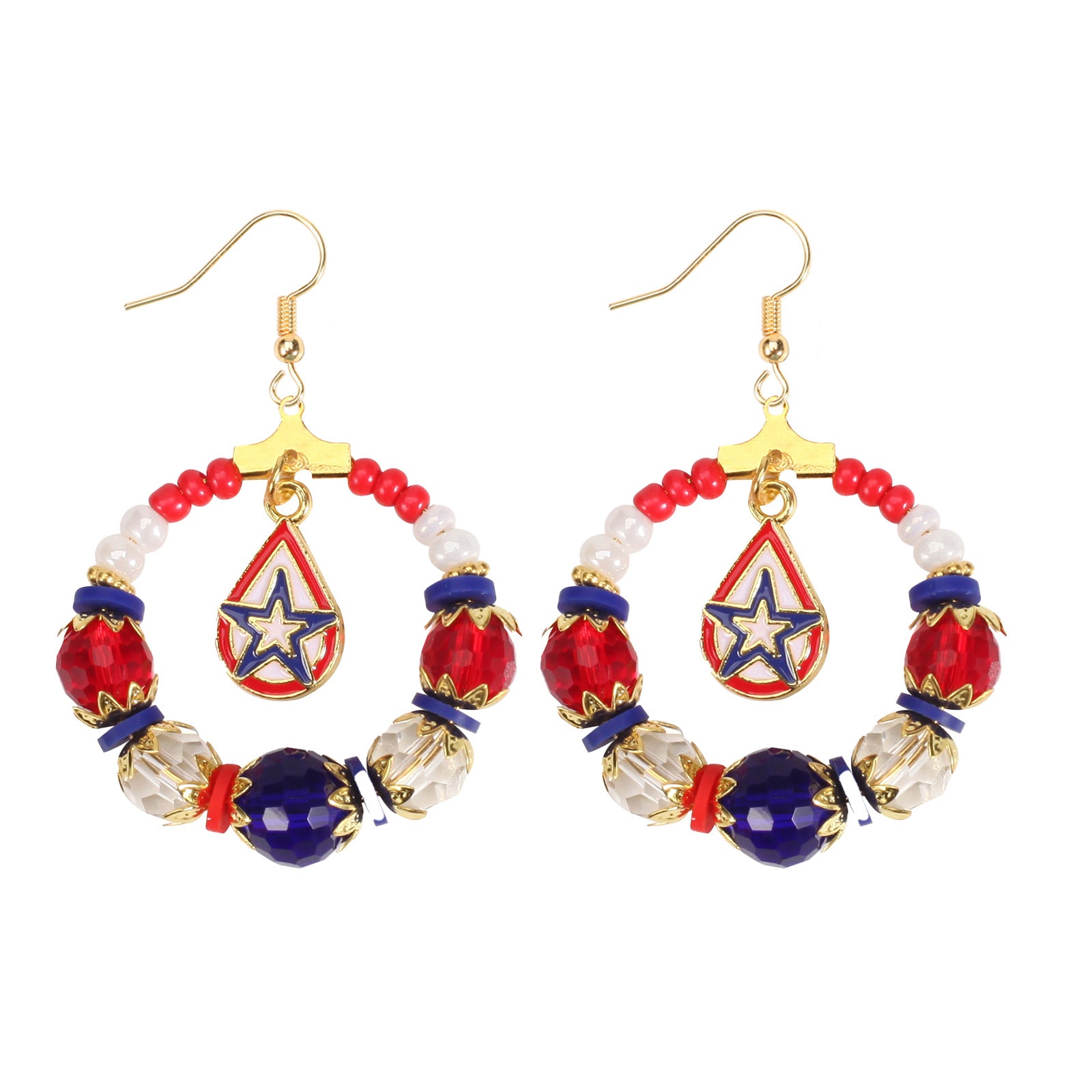 Retro Star Pendant Beaded Chain Frame Earring 8ZA6JER304L