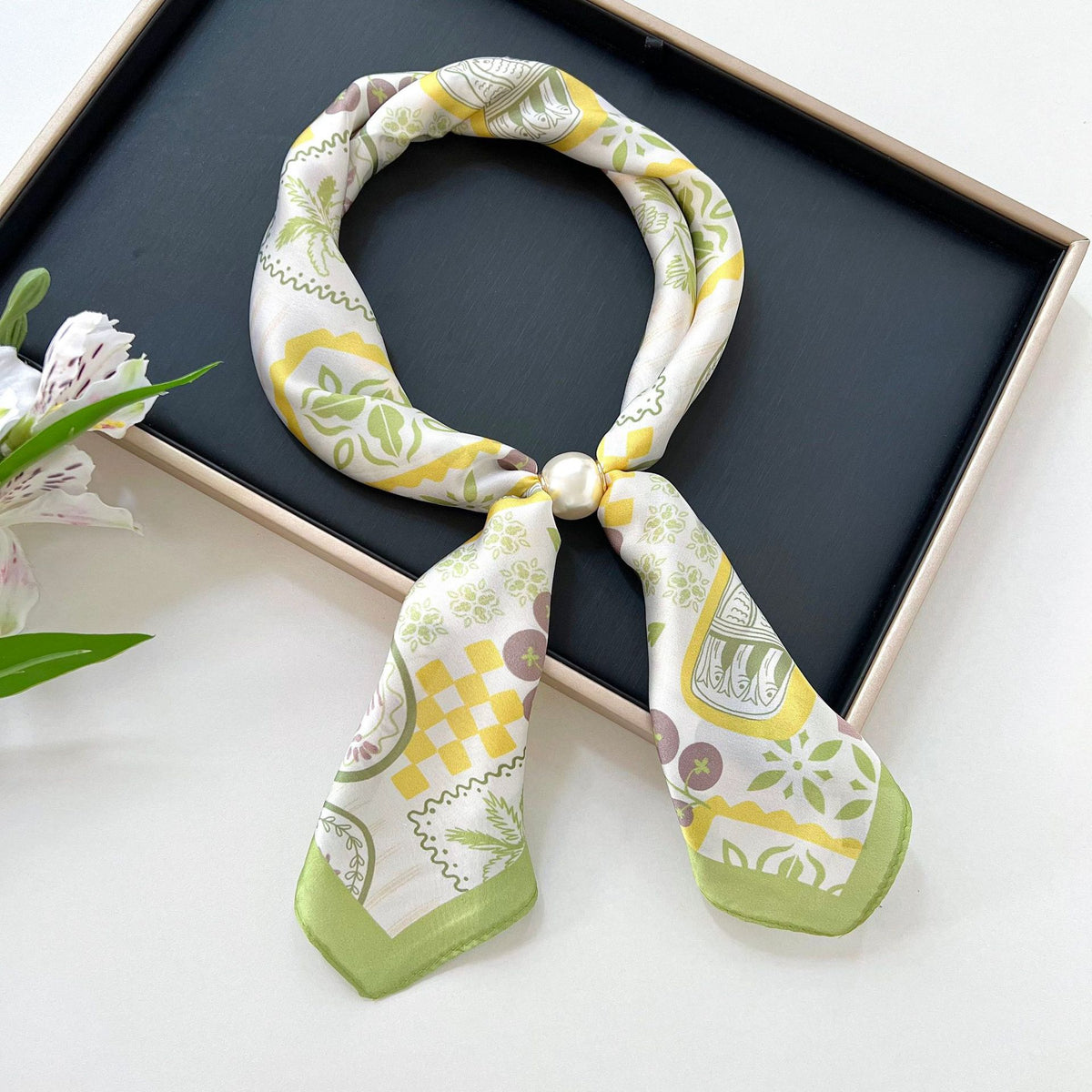 Color Block Silk Scarf - DippedShop Wholesale - #2771
