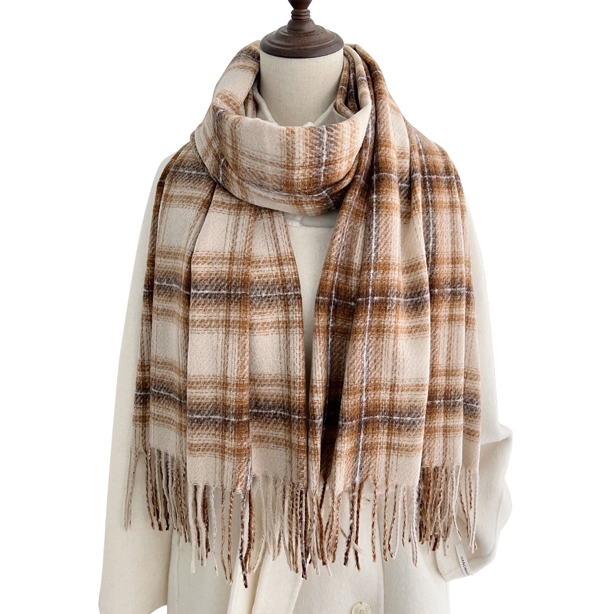 Classic Plaid Thicken Fringe Shawl - DippedShop Wholesale - #6259