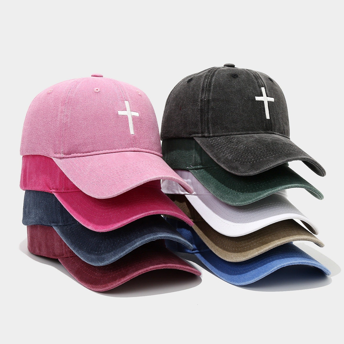 Solid Cross Embroidery Baseball Cap - DippedShop Wholesale - #9779