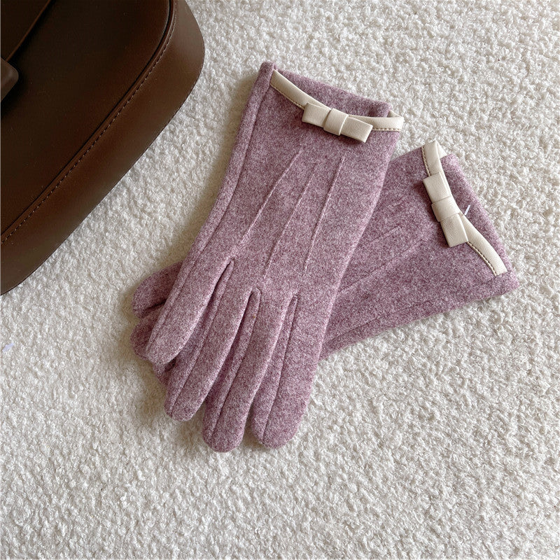 Bowknot Plush Touchscreen Gloves - DippedShop Wholesale - #7539