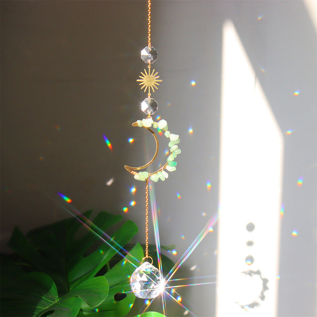 Natural Stone Moon Crystal Hanging - DippedShop Wholesale - #9811