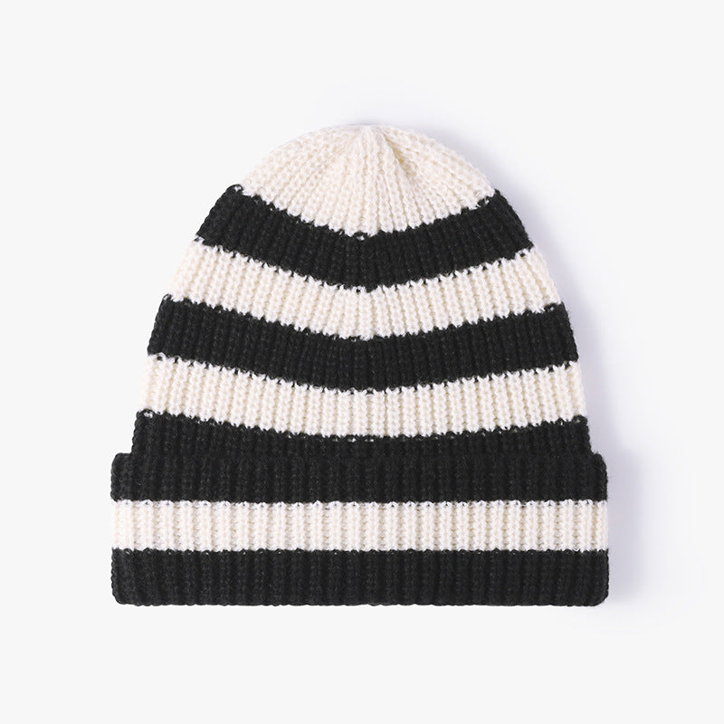 Stripe Contrast Color Knit Beanie DPKB3017