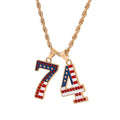Elegant USA Flag Letter Pendant Link Necklace 8ZA6JNC290L