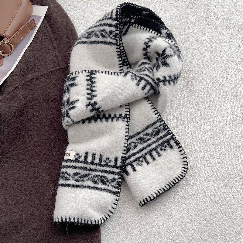 Vinatge Fair Isle Jacquard Warm Knit Scarf 6W6NSC77