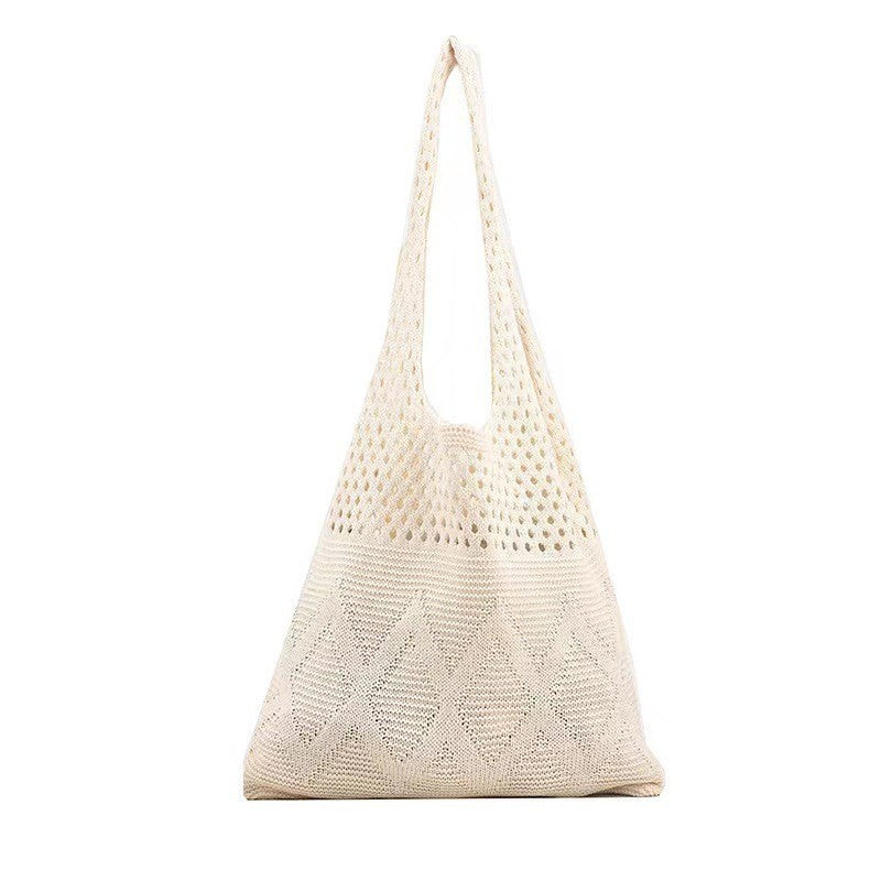Trendy Solid Color Hollow Knit Shoulder Bag 6W10BBG1768