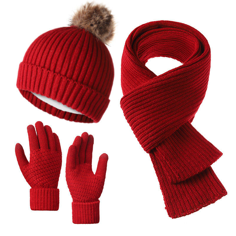 3-Piece Winter Warm Beanie Hat Scarf Gloves Set 6W6NSC87