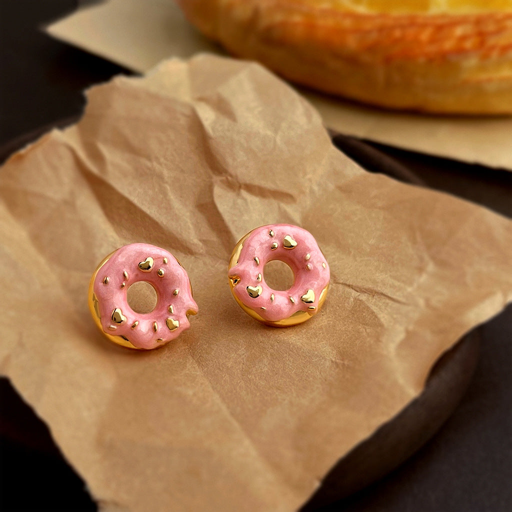 Sweet Gold Plated Doughnut Shape Stud Earring 6W6JER561