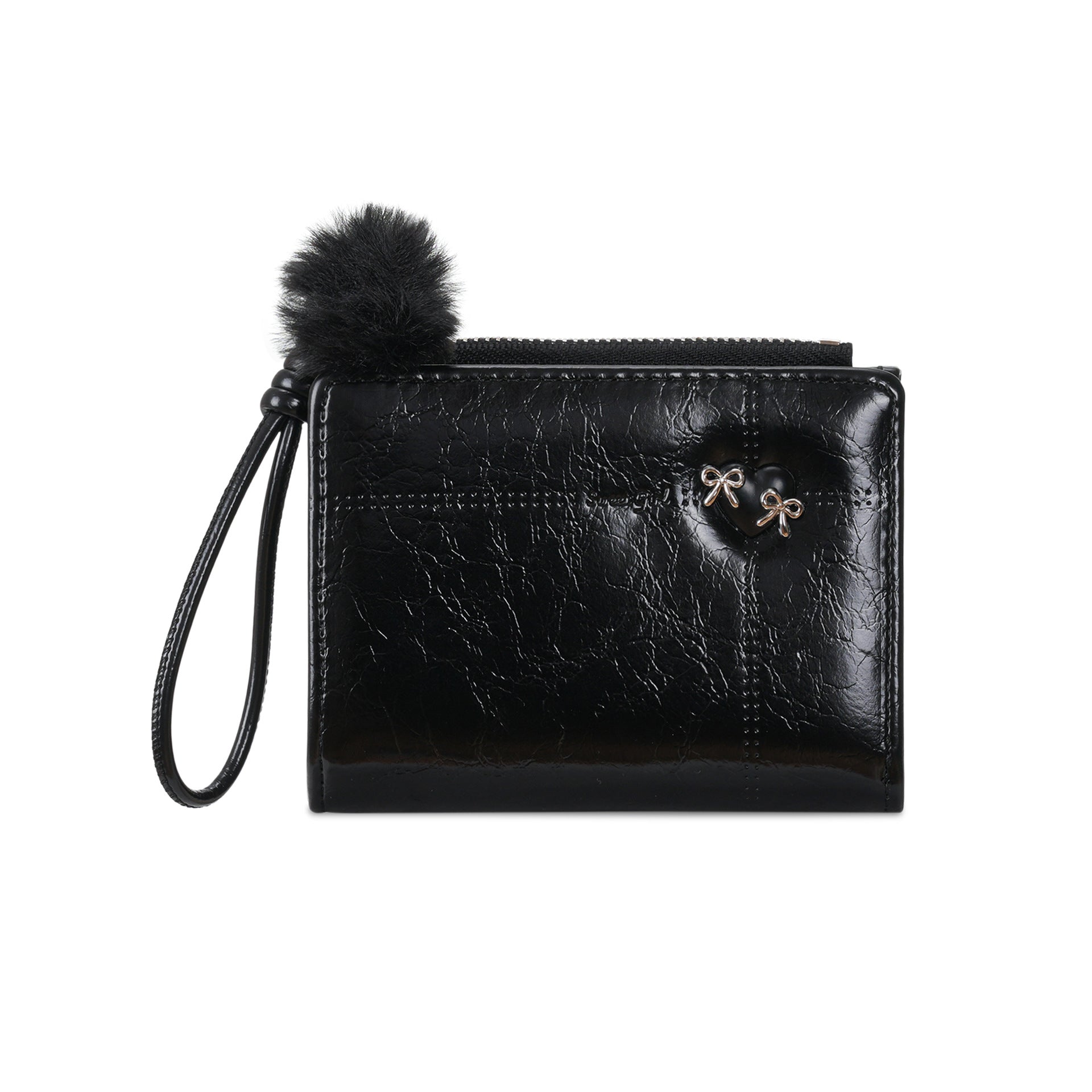 Mini Plush Ball Bowknot PU Coin Purse 6S10BWB137