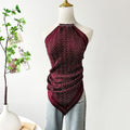 Painting Pleated Beads Scarf Halter Camisole MK2BW6W6NSI23