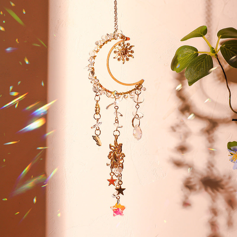 Colorful Stones Moon Wrap Tassel Hanging Suncatchers MK2CZAS6H7HLS68