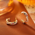 Colorful C-Shaped Stud Earrings - DippedShop Wholesale - #3907
