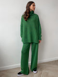 Loose High Collar Knit Set - DippedShop Wholesale - #7619